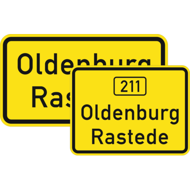 Zusatzzeichen mit Wunschtext / Symbol | Rechteck | Grund gelb mit schwarzem Rand