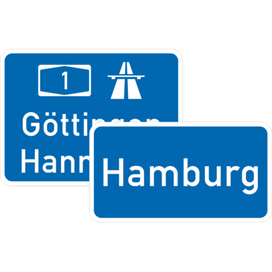 Zusatzzeichen mit Wunschtext / Symbol | Rechteck | Grund blau mit weißem Rand