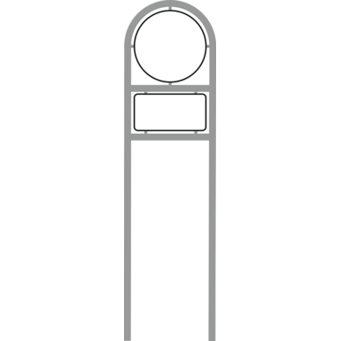 Zweibeinige Rohrrahmen für 2 Verkehrszeichen (rund und rechteckig), Z201 + Z202
